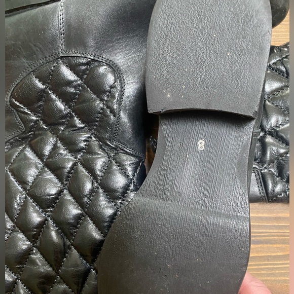 St Emile Black Knee High Quilted Leather Boots - Picture 2 of 9